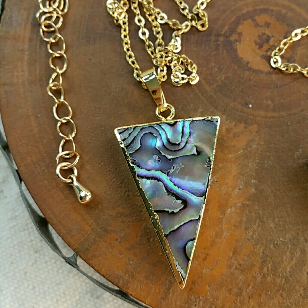 NEW Australian Abalone Necklace 18k Gold 14K Chain - Picture 2 of 8